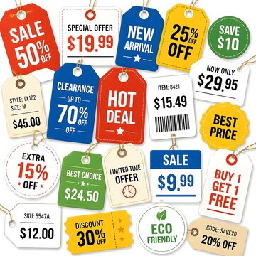 Price tag collection. Paper labels set. Vector illustration 