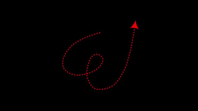 Animated paper airplane with dotted route path leading to destination, smooth travel motion concept symbolizing freedom, creativity, upstart success, exploration and modern business journey
