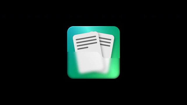 3D Green Document Folder Icon Animation for UI SaaS Interface