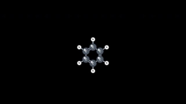 Benzene C6H6 Ball And Stick Model Animation Clean No Text Alpha Channel 4K