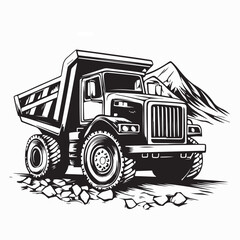 Heavy Mining Dump Truck Vector Illustration Isolated on White Background © Edo