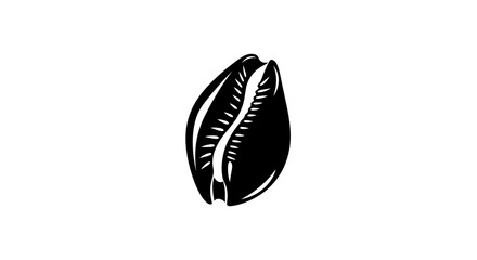 Obraz premium Cowrie seashell minimalist black and white graphic icon.