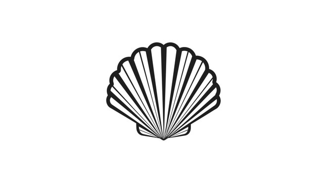 Classic scallop shell silhouette icon for maritime branding.