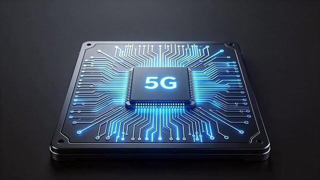 5G chip with glowing circuitry