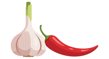 Fresh garlic bulb and red chili pepper spice © bennyrumbino