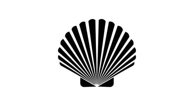 Classic scallop seashell silhouette graphic icon.