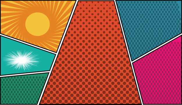 comic panels background isolated on colorful background with blank text box. vector illstration.