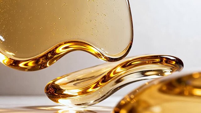 Golden liquid shapes in motion