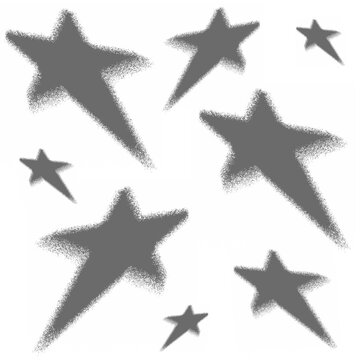 Grunge spray paint star brush texture abstract street art distressed graphic elements set