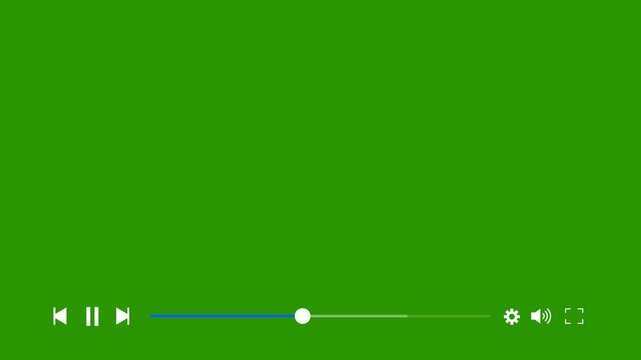 Media player progress bar animation, Online player animation on green background. Full HD. 4K