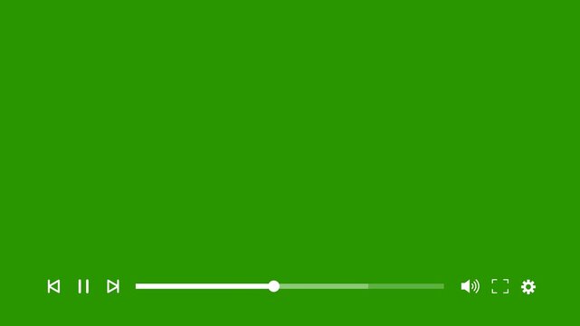 Media player progress bar animation, Online player animation on green background. Full HD. 4K