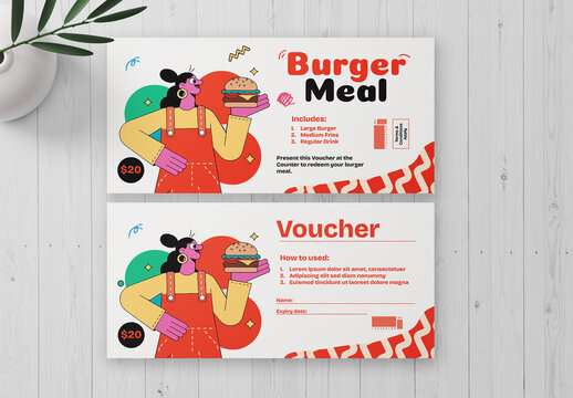 Burger Meal Voucher Template