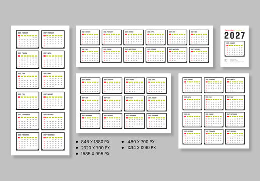 Modern 2027 Annual Web Calendar Template