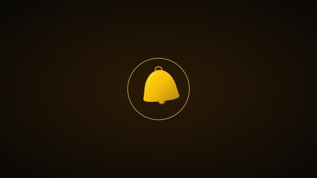 ringing alert bell icon on golden circular echo background