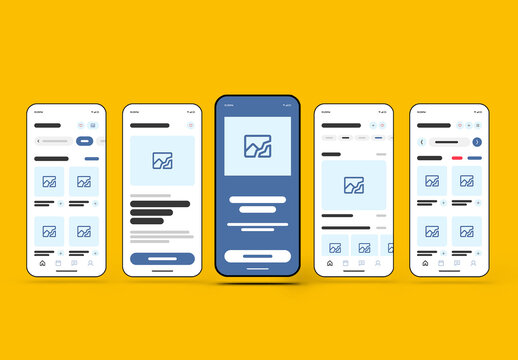 Modern Mobile App Wireframe UI Kit with Clean User Interface