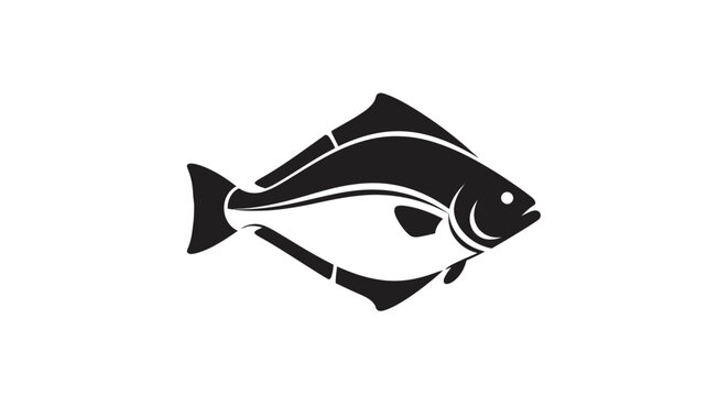 Minimalist flounder fish silhouette illustration.