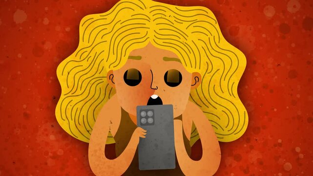 woman addicted to smartphone doomscrolling through endless content