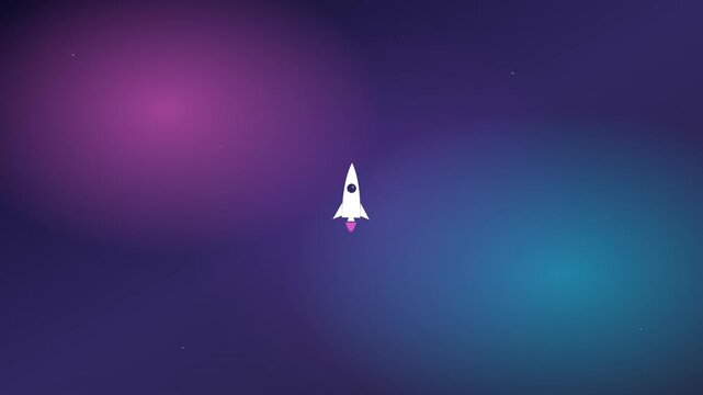 Rocket Icon with Abstract Space Nebula Cloud Background