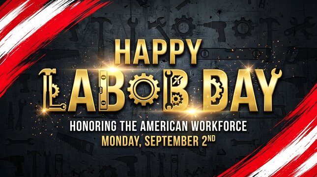 Happy labor day gold typography honoring the american workforce
