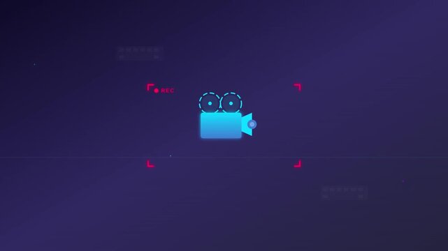 Rotating Camera Video Icon With Digital Recording Frame