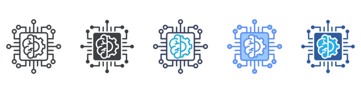 Machine Learning icon set multiple style collection
