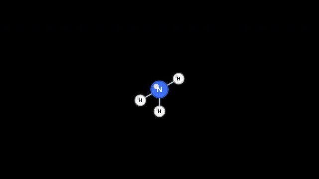 VSEPR Trigonal Pyramidal AX3E Ball And Stick Model Animation Clean Alpha 4K