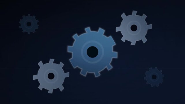 rotating cogwheels industrial tech vector animation blue