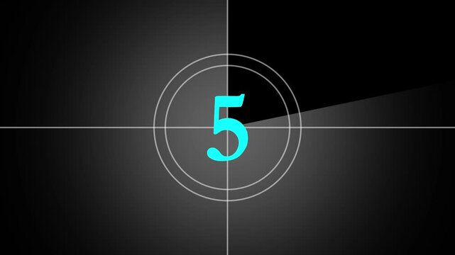 Digital countdown clock timer in 10 to 0 second pk animation. Old retro wipe rolling effect. Scratches, details and noise. Dusty and grainy fee with Technology countdown timer on black