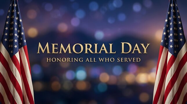Memorial day honoring all who served with american flags