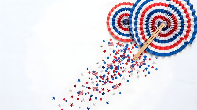 American independence day decorations isolated on white background
