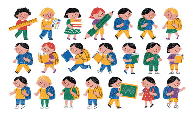 Fototapeta premium Colorful Classroom Learning Children Set.