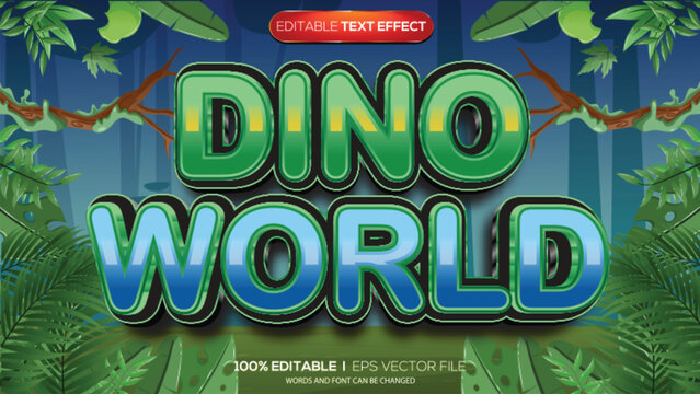 3d text effect dino woorld theme