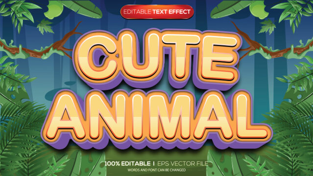 3d text effect cute animal theme