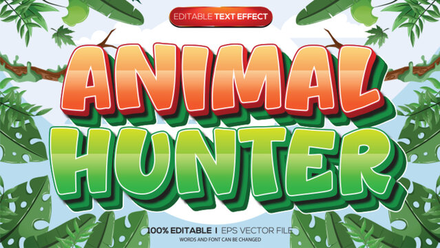 3d text effect animal hunter theme