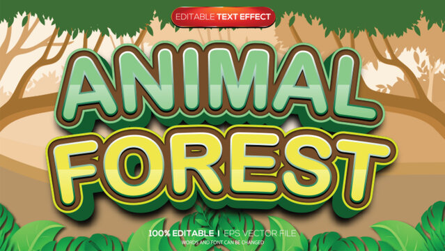3d text effect animal forest theme