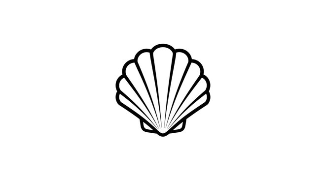 Simple scallop shell logo icon for nautical branding.