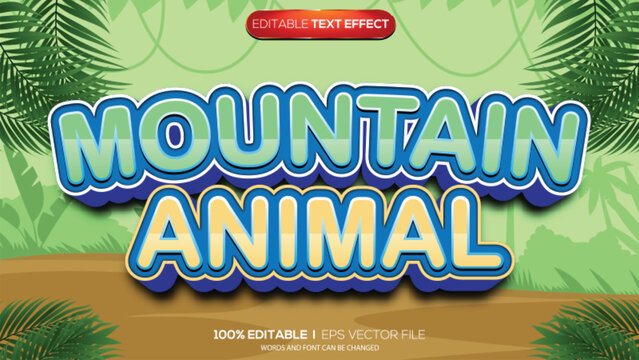 3d text effect mountain animal theme