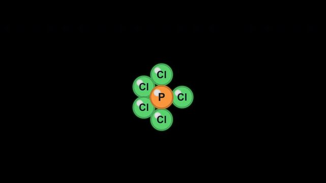 VSEPR Trigonal Bipyramidal AX5 Ball And Stick Model Animation Clean Alpha 4K
