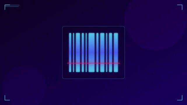 scanning barcode retail icon with neon red laser beam