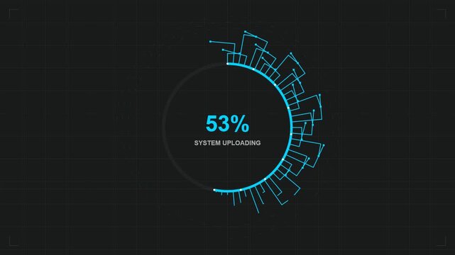 Futuristic HUD Progress Bar System Uploading Status Screen