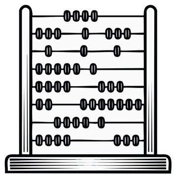 Illustration of an old fashioned abacus counting tool with beads on rods for education and mathematics