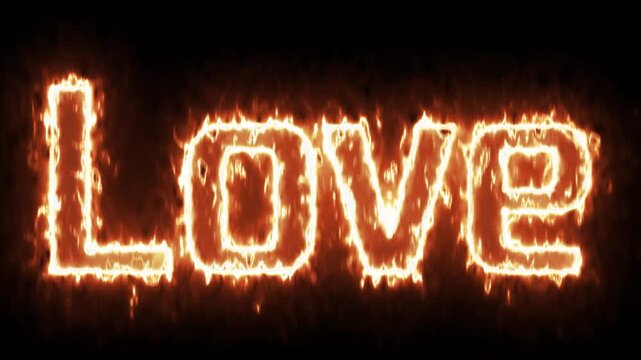 Burning Love text in hot flame