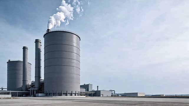 Industrial facility with smokestacks