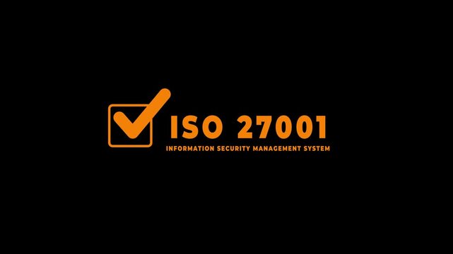ISO 27001 concept. Requirements, certification, management, standards. Businesswoman using tablet to choose ISO 27001 for information security management system (ISMS).4k motion graphics video