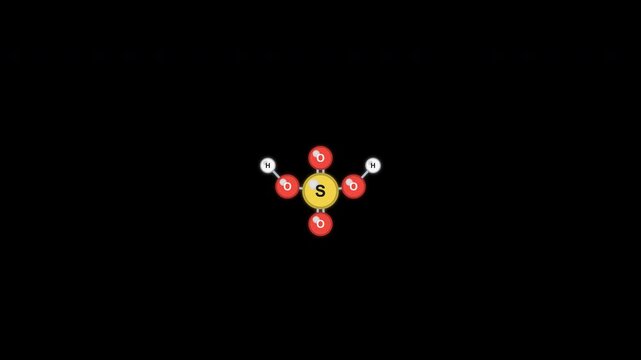 Sulfuric Acid H2SO4 Ball And Stick Model Animation Clean No Text Alpha 4K