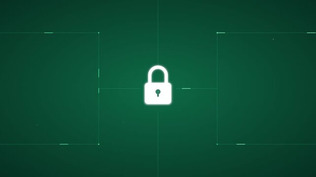 secure privacy lock icon on emerald green circuit paths