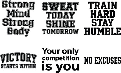 Obraz premium A set of motivational fitness quotes display inspiring phrases