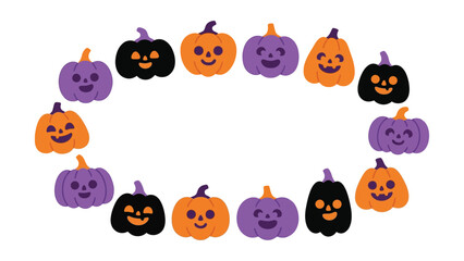 Fototapeta premium Happy Halloween jack o lantern pumpkins arranged in circular formation