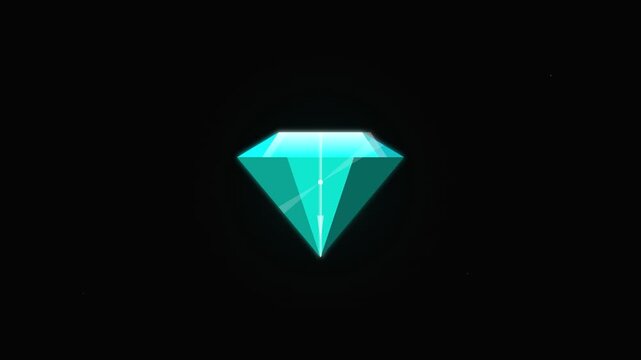 shimmering diamond gem icon with rotating light refractions