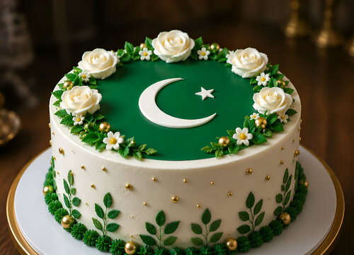 Pakistan Anniversary cake with flowers